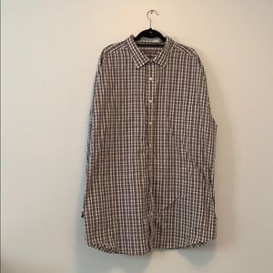 Denver Hayes classic fit grey navy plaid button up